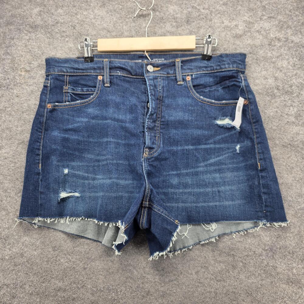 Old Navy Shorts Womens 16 Denim Sky-Hi A-Line Distressed Frayed Hem Button Fly